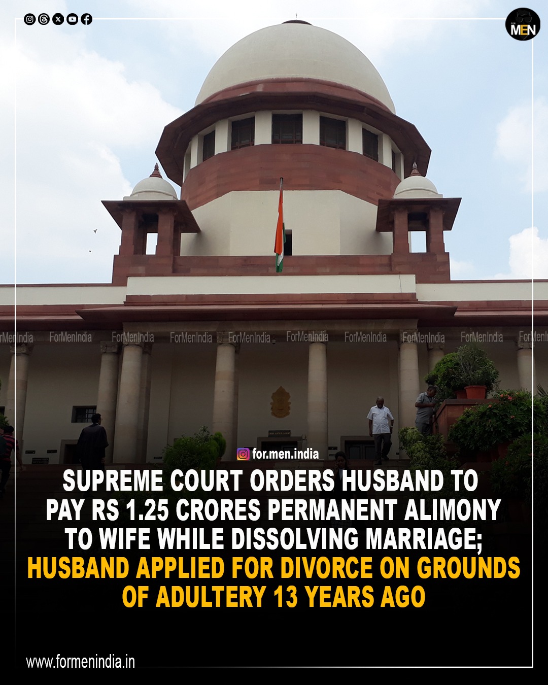 You are currently viewing Supreme Court Orders Husband To Pay Rs. 1.25 Crores Permanent Alimony To Wife While Dissolving Marriage; husband applied for divorce on grounds of adultery 13 years ago