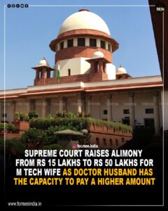 Read more about the article Doctor-husband has capacity to pay: SC modifies K’taka HC order, raises alimony from Rs 15 lakh to Rs 50 lakh for M Tech wife