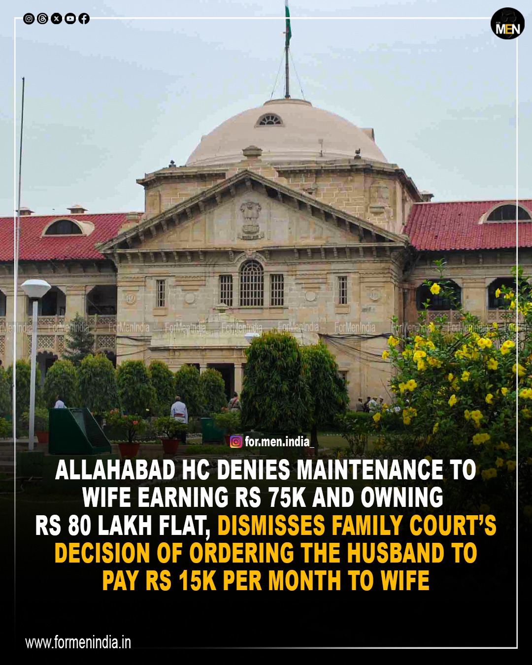 You are currently viewing Allahabad High Court denies maintenance to wife earning ₹73k and owning ₹80 lakh flat, dismisses family court’s decision of ordering the husband to pay ₹15,000 per month to the wife.
