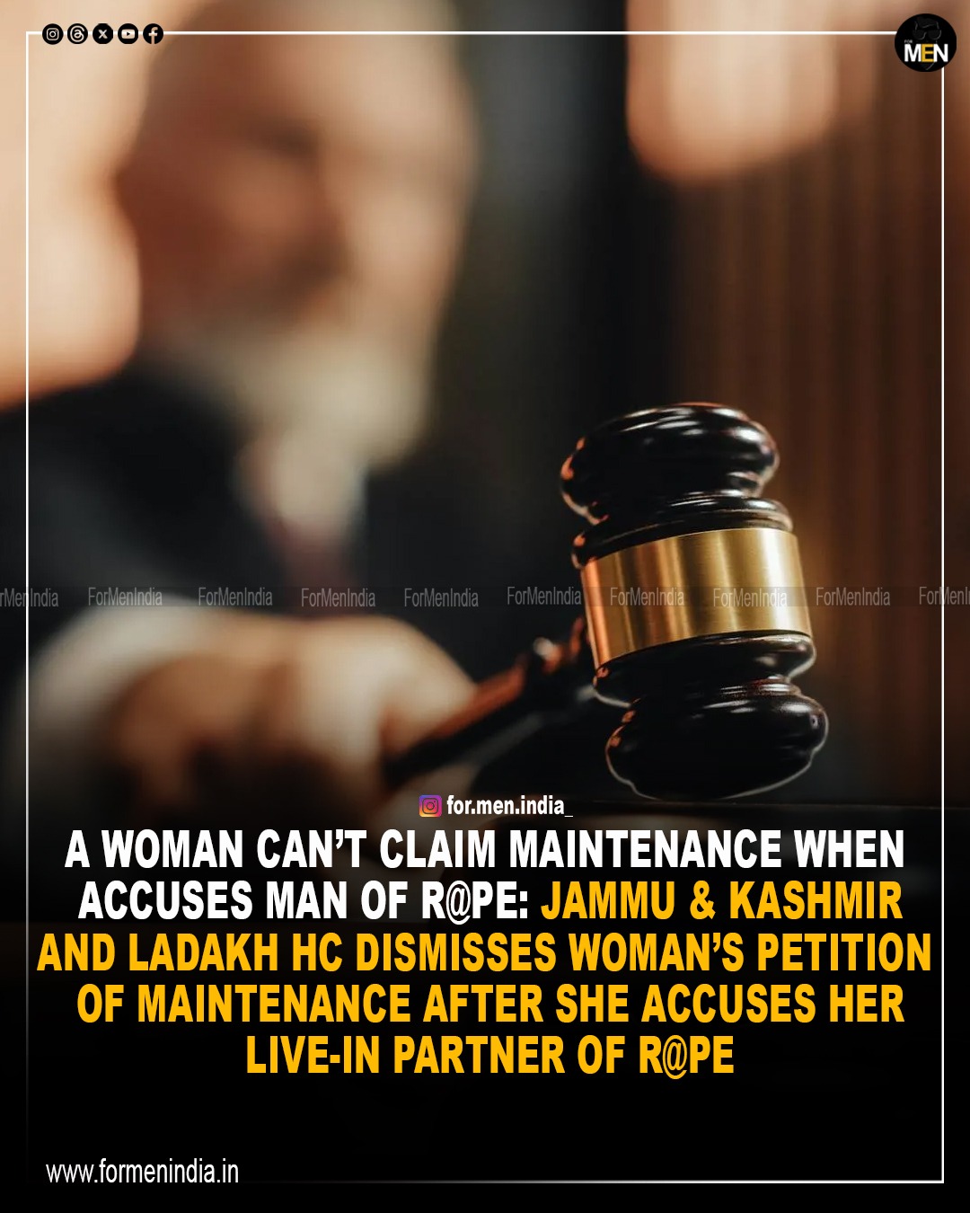 You are currently viewing A woman Can’t Claim Maintenance When Accuses Man Of Rape: Jammu & Kashmir & Ladakh High Court dismissea woman’s petition of maintenance after she accuses her live-in partner of rape 