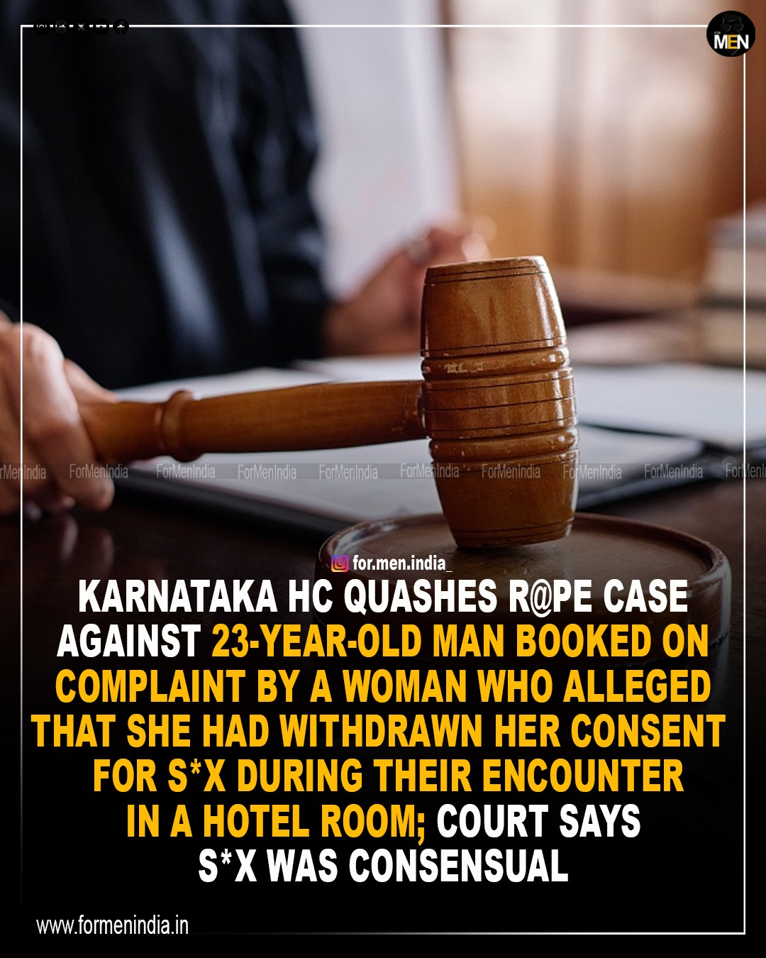 You are currently viewing Karnataka HC quashes r@pe case against 23 year old man booked on complaint by a woman who alleged that she had withdrawn her consent for sex during their encounter in a hotel room; court says sex was consensual