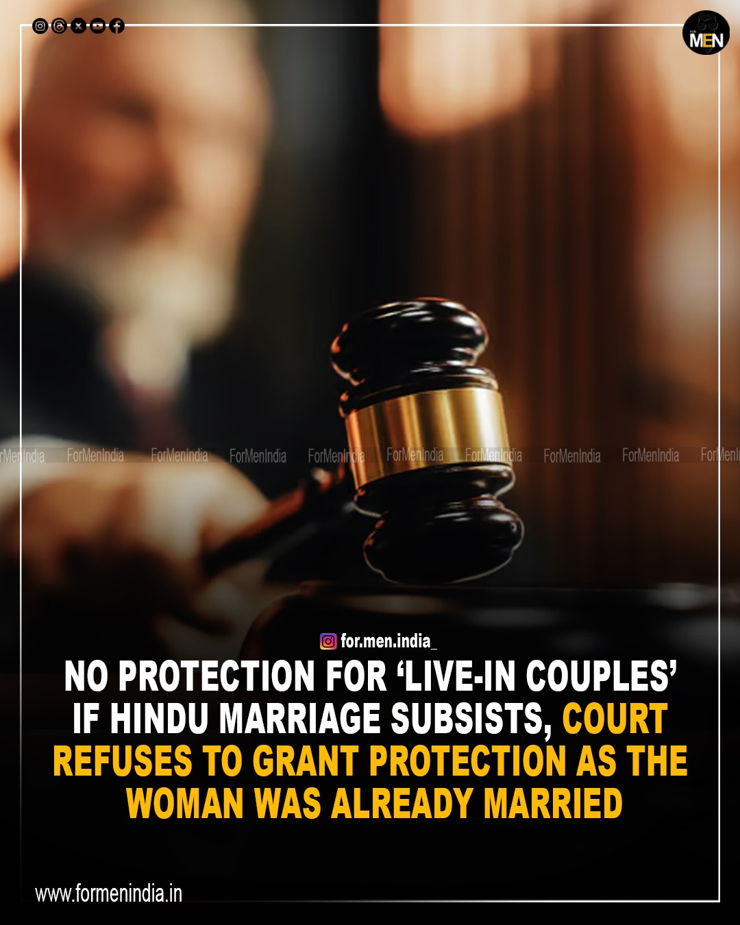 You are currently viewing No Protection For ‘Live-In couples’ If Hindu Marriage Subsists, court refuses to grant protection as the woman was already married