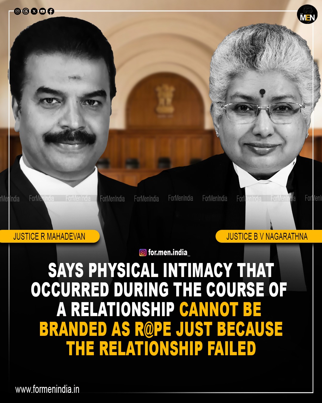 Read more about the article SC Flags Misuse of Rape Law in Failed Relationships, says physical intimacy that occurred during the course of a relationship cannot be branded as rape