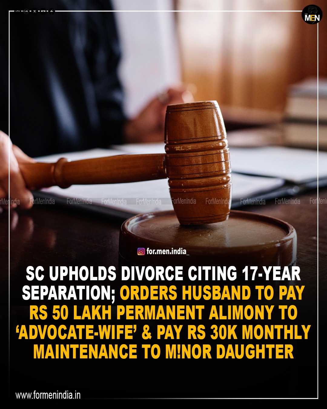 You are currently viewing SC Upholds Divorce Citing 17-Year Separation; Orders Husband to Pay ₹50 Lakh Permanent Alimony to ‘Advocate-Wife’, pay ₹30k monthly maintenance to minor daughter