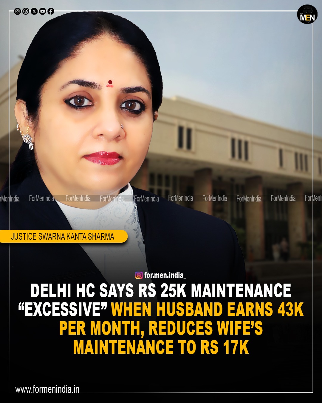 Read more about the article Delhi High Court says 25K maintenance “excessive” when husband earns 43K per month, reduces wife’s maintenance to ₹17k