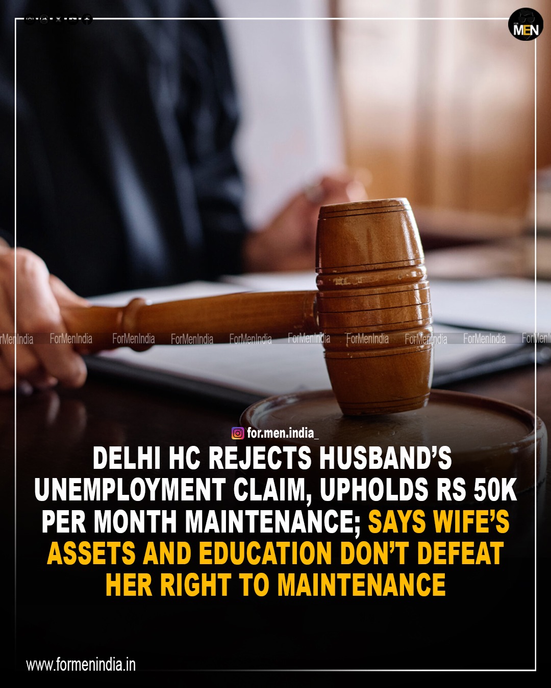 You are currently viewing Delhi HC rejects husband’s unemployment claim, upholds ₹50k per month maintenance; says wife’s assets and education don’t defeat her right to maintenance