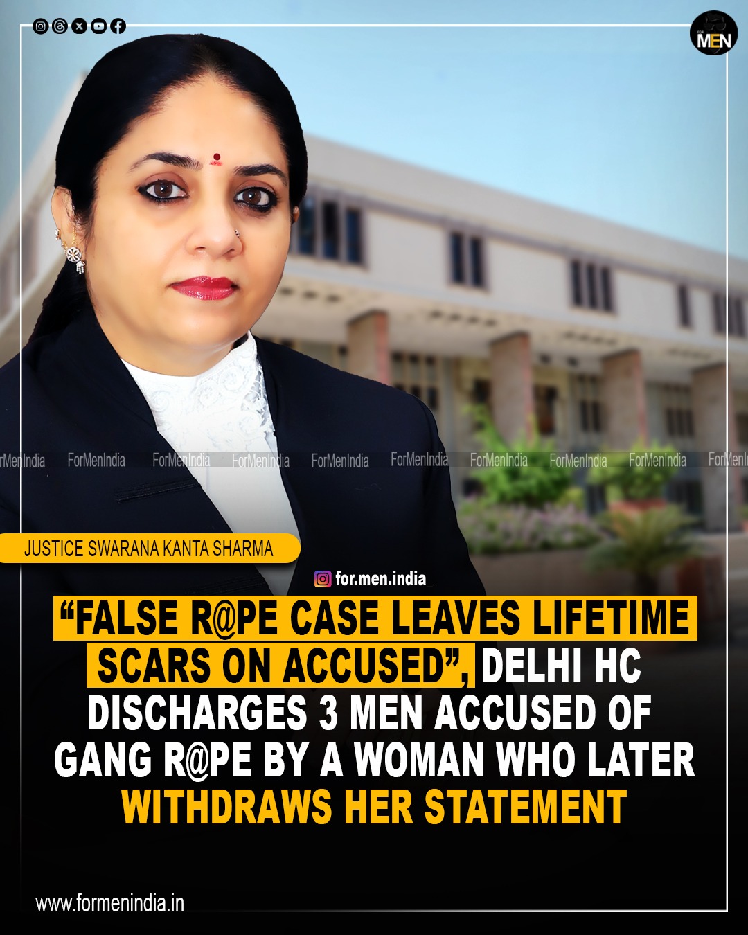 Read more about the article “False rape case leaves lifetime scars on accused”, Delhi HC discharges 3 men accused of gang r@pe by a woman who later withdraws her statement; issues directions to recover compensation paid to alleged victims if case proven to be false