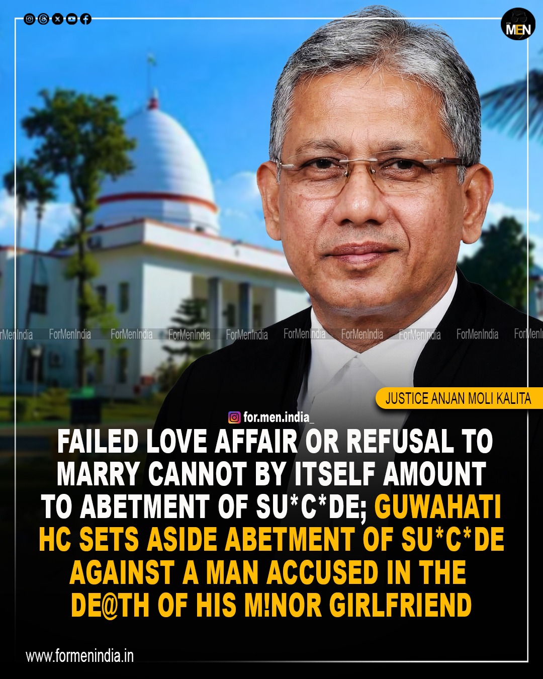 Read more about the article Failed love affair or refusal to marry cannot by itself amount to abetment of suicide; Gauhati High court sets aside abetment of suicide against a man accused in the death of his minor girlfriend
