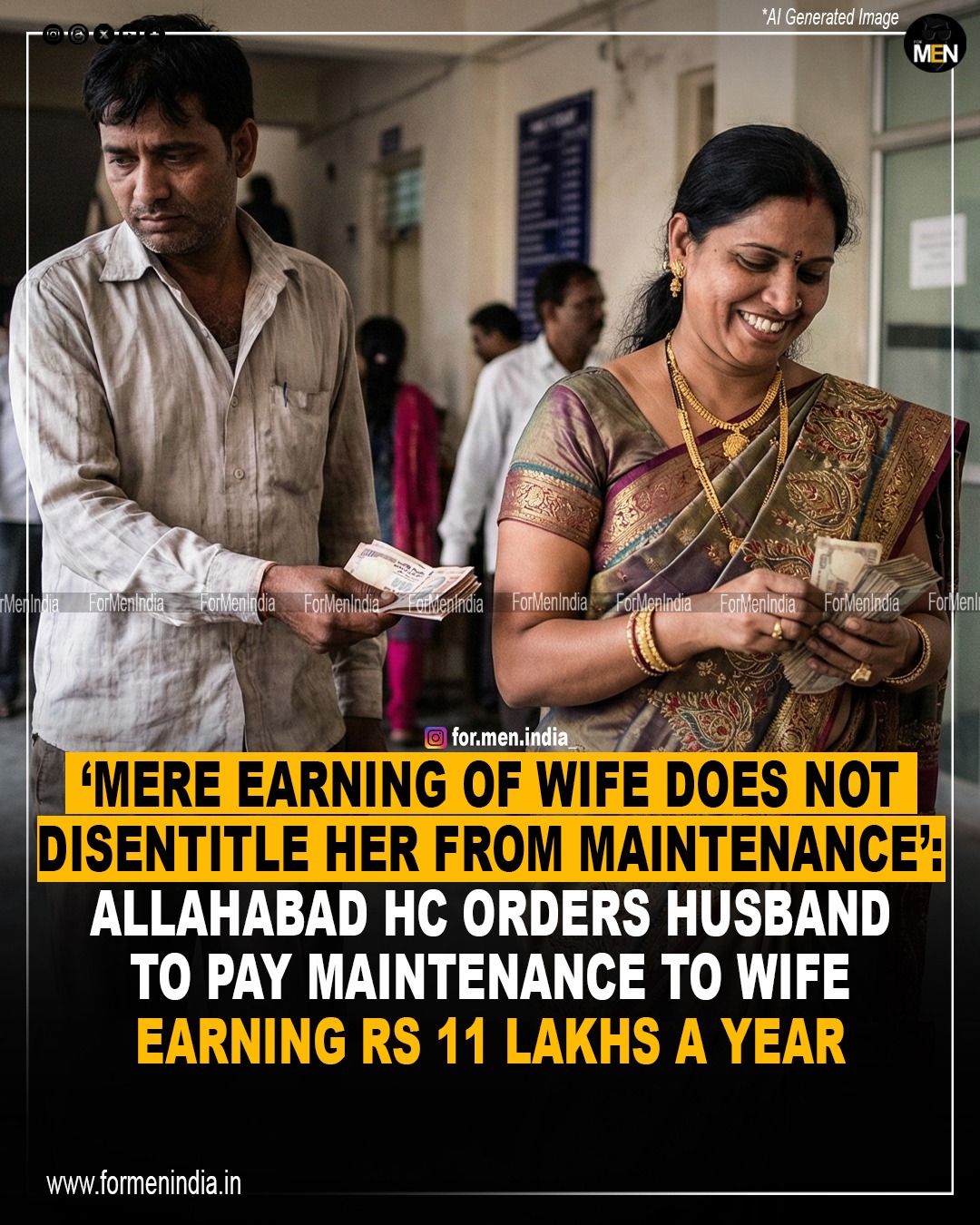 You are currently viewing ‘Mere earning of wife does not disentitle her from maintenance’: Allahabad HC orders husband to pay maintenance to wife earning Rs 11 lakh a year