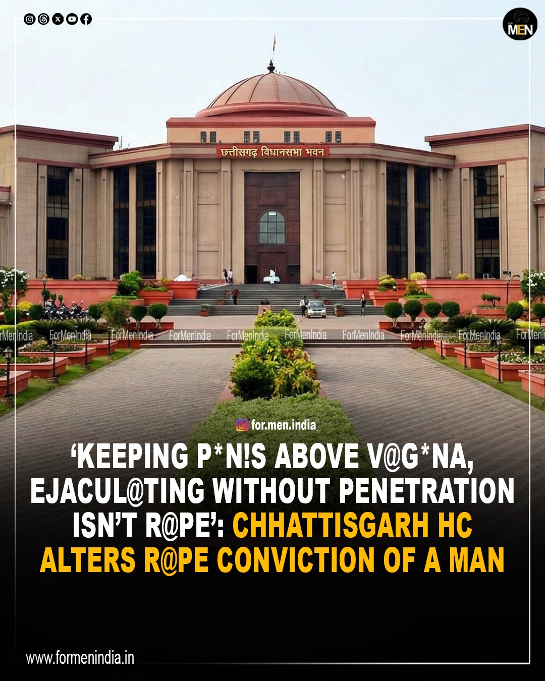 You are currently viewing ‘Keeping Penis Above Vagina, Ejaculating Without Penetration Isn’t Rape’: Chhattisgarh High Court Alters Rape Conviction of a man