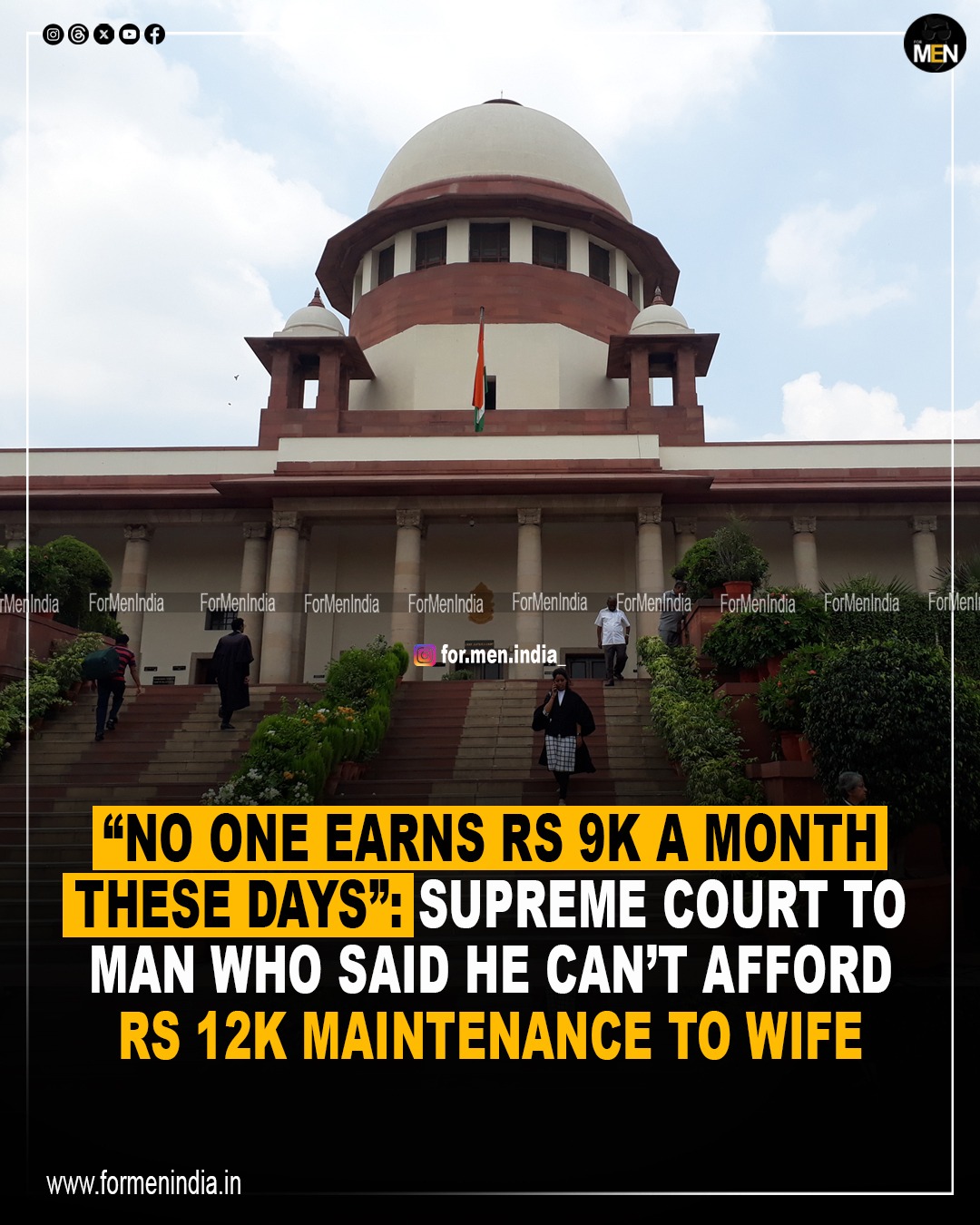 You are currently viewing No one earns ₹9k a month these days: Supreme Court to man who said he can’t afford ₹12k maintenance to wife
