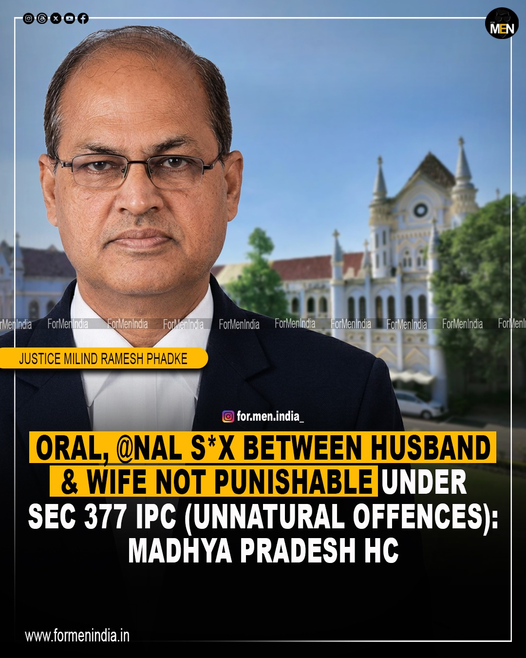 You are currently viewing Oral, anal sex between husband and wife not punishable under Section 377 IPC: Madhya Pradesh High Court