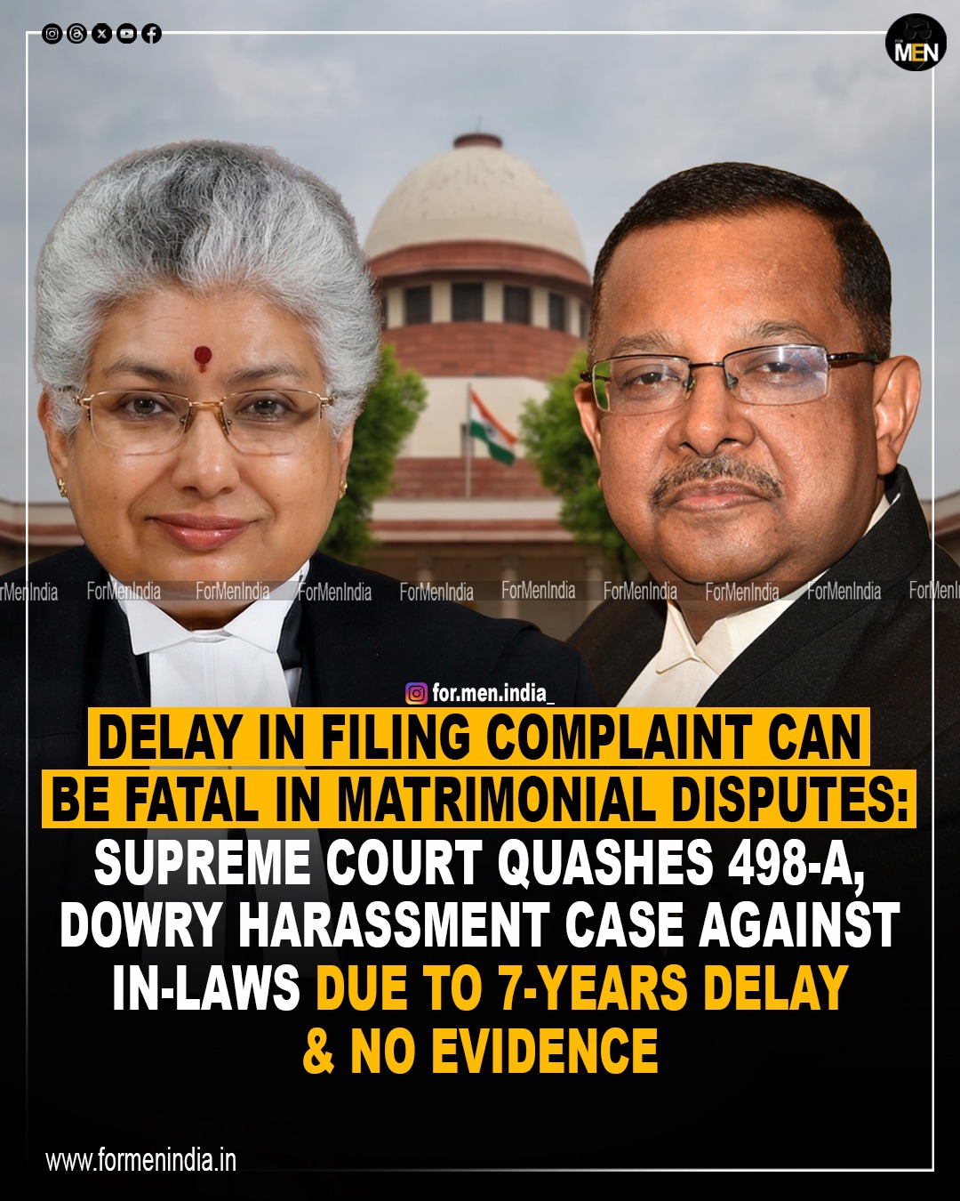 Read more about the article SC Quashes 498A Case Against In-Laws, Cites Delay in Filing Dowry Harassment Complaint