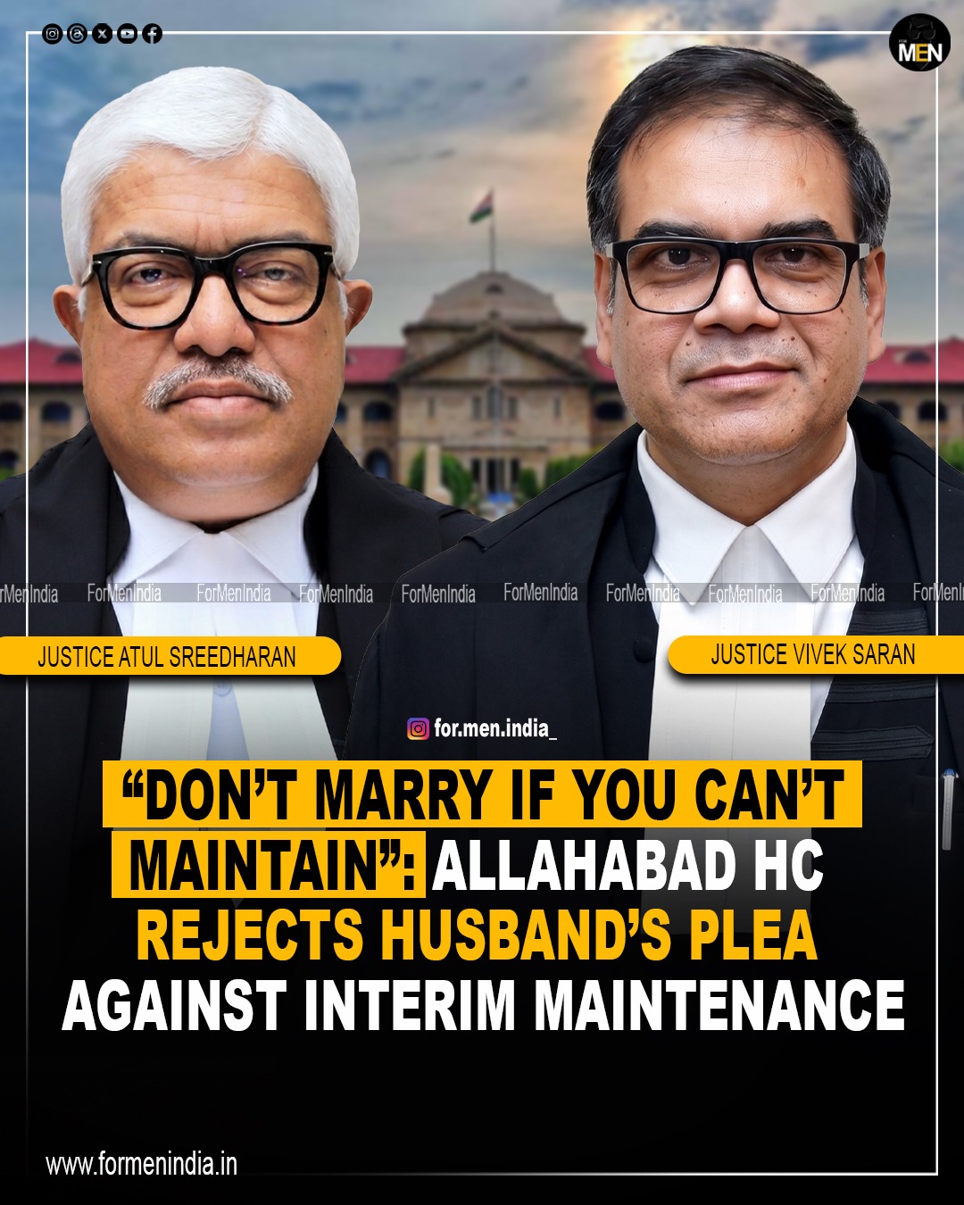 Read more about the article Don’t Marry If You Can’t Maintain Your Wife: Allahabad HC Rejects Husband’s Maintenance Plea