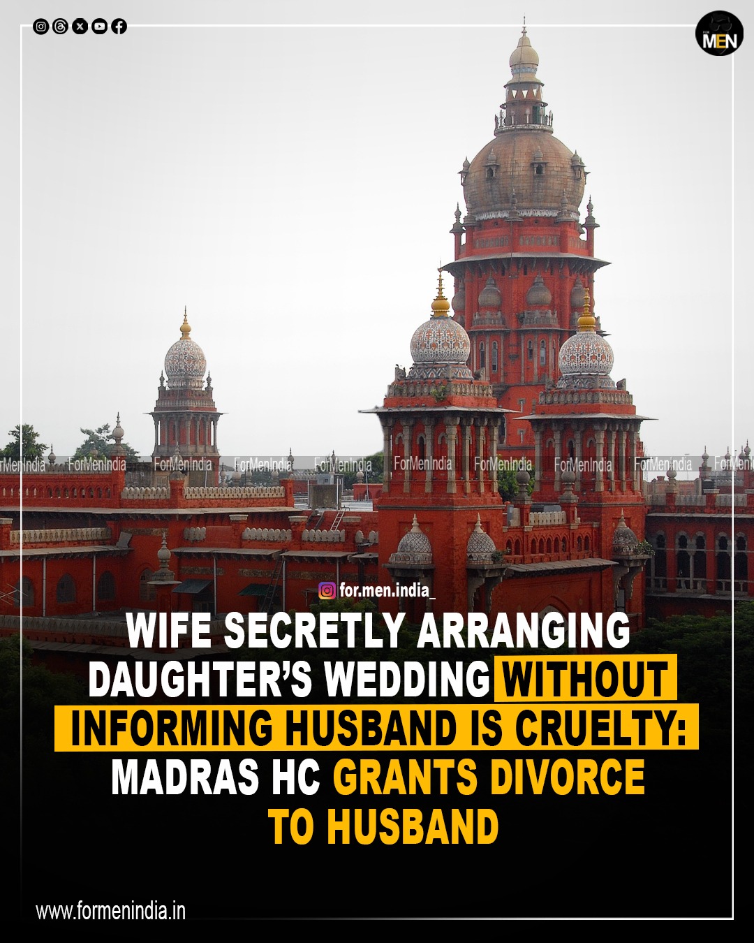 Read more about the article Wife secretly arranging daughter’s wedding without informing husband is cruelty: Madras High Court Grants Divorce To Husband