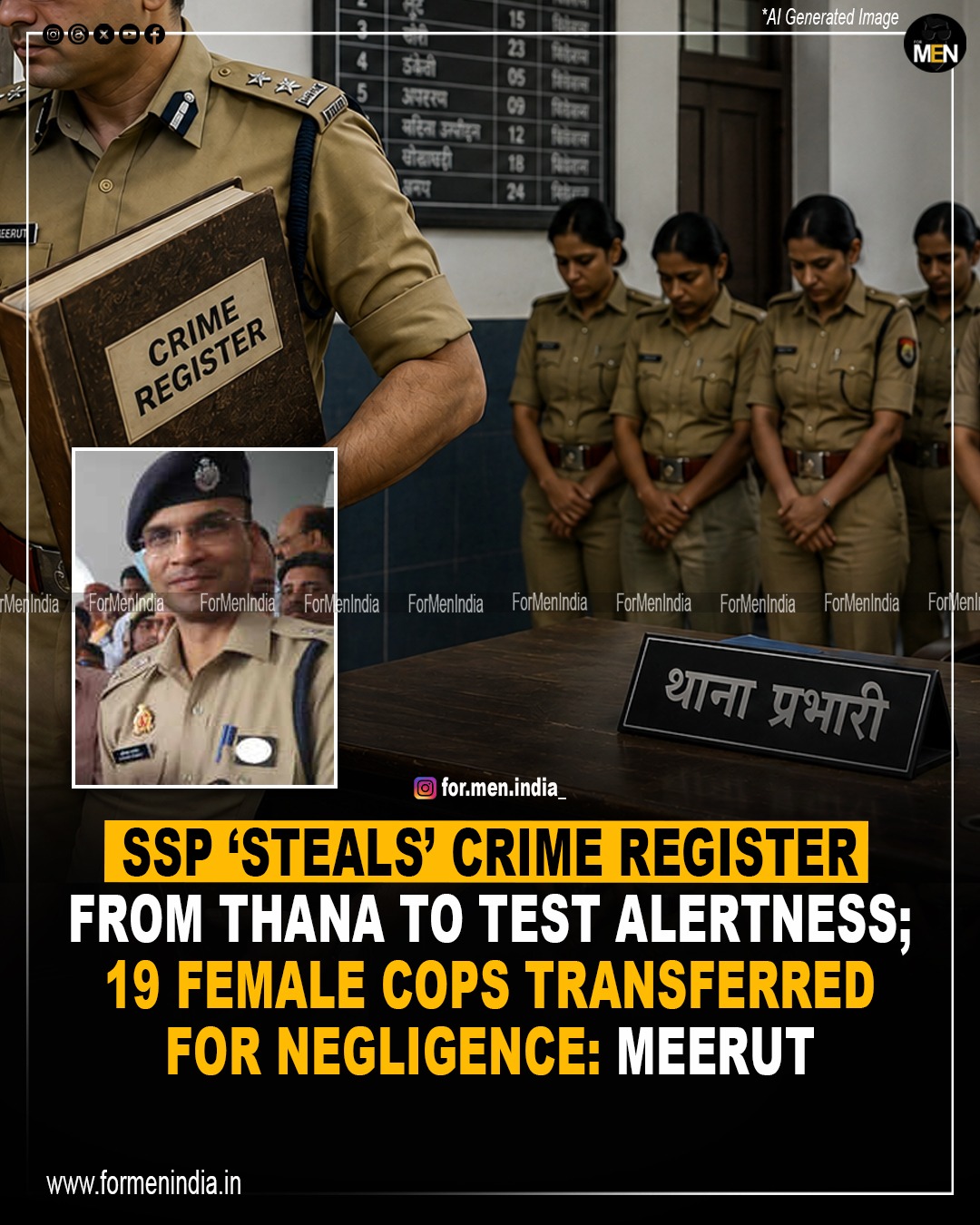 Read more about the article ‘SSP ‘steals’ crime register from thana to test alertness, 19 women cops transferred for negligence: Meerut