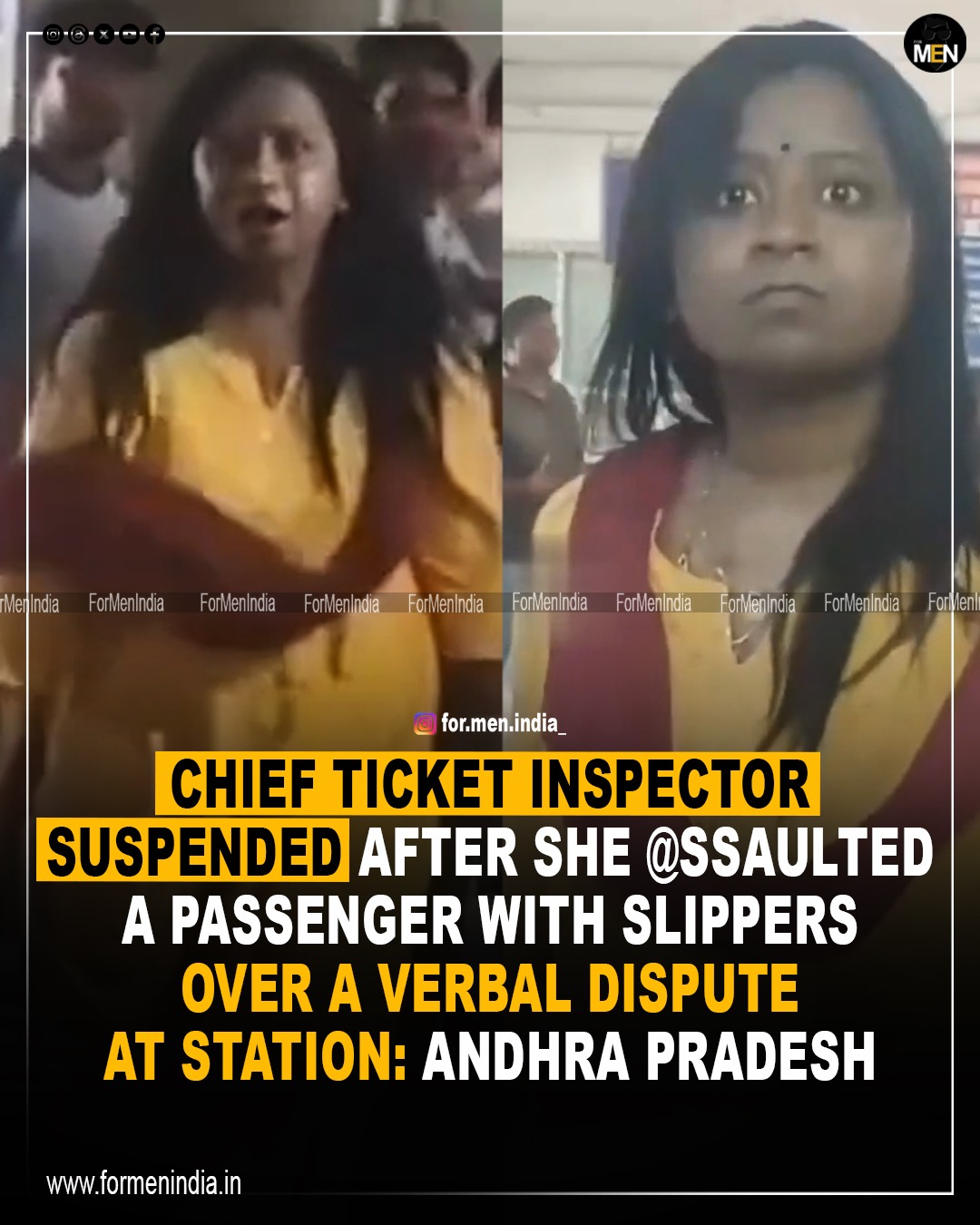 You are currently viewing Chief Ticket Inspector suspended after she assaulted a passenger with slippers over a verbal dispute at station : Andhra Pradesh