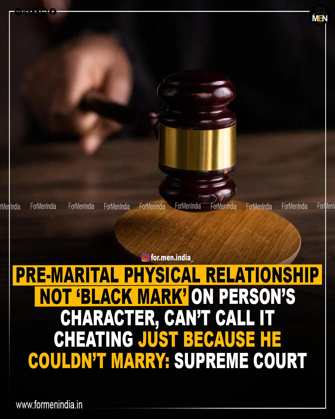 You are currently viewing Pre-marital physical relationship not ‘black mark’ on person’s character, can’t call it cheating just because he couldn’t marry: SC
