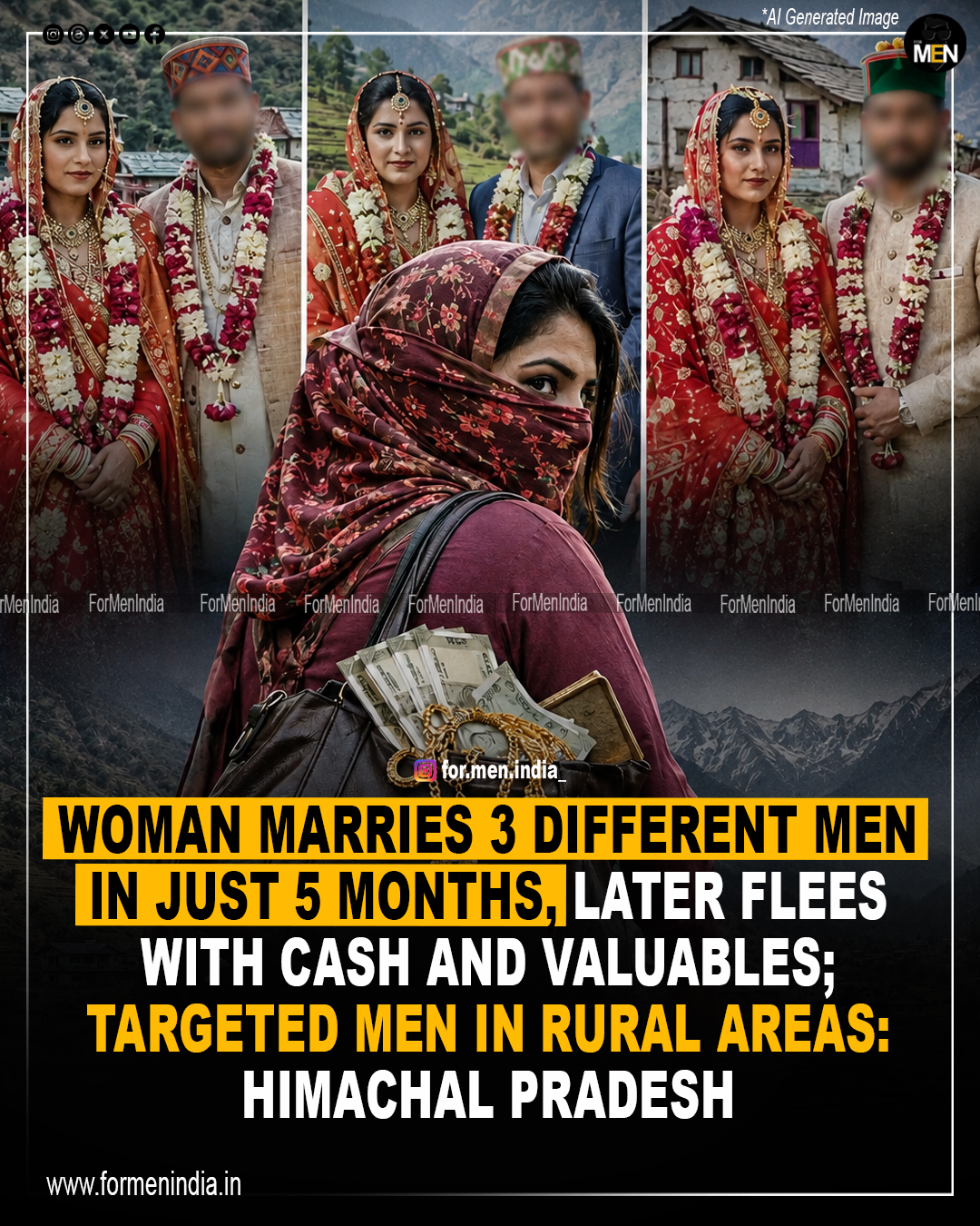 You are currently viewing Woman marries 3 different men in just 5 months, later flees with cash and valuables; targeted men in rural areas : Himachal Pradesh