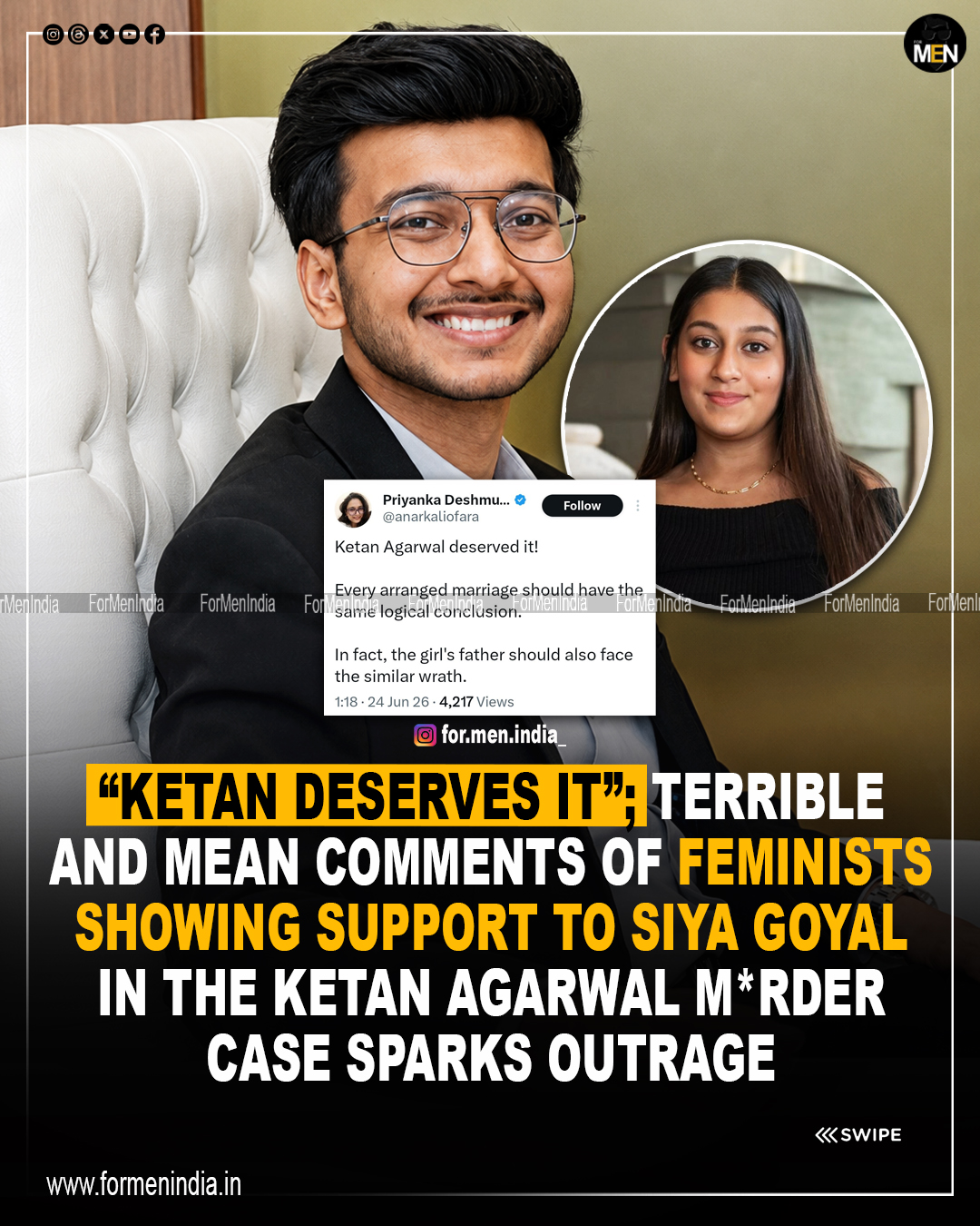 Read more about the article “Ketan deserves it”; terrible and mean comments of feminists showing support to Siya Goyal in the Ketan Agrawal murder case sparks outrage