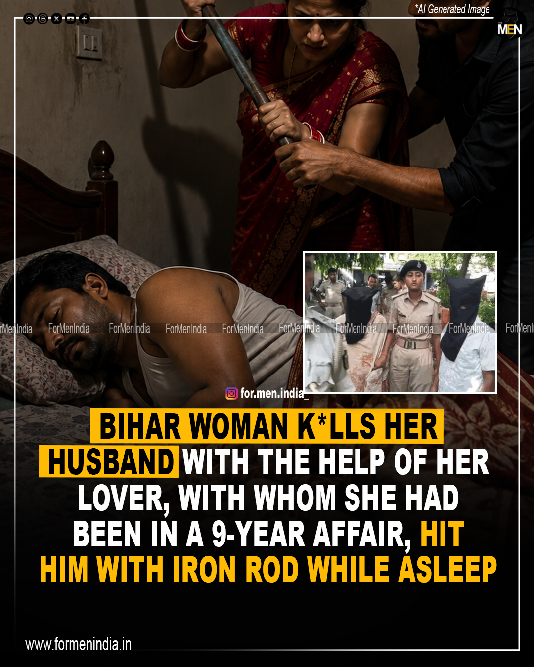 You are currently viewing Bihar woman kills husband with lover’s help by hitting him with iron rod; had a 9 year long affair