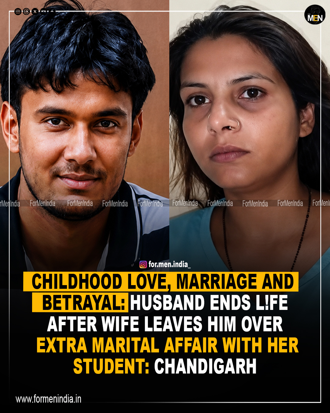 Read more about the article Childhood love, love marriage, and betrayal: Husbands ends life after wife leaves him over her extra marital affair: Chandigarh