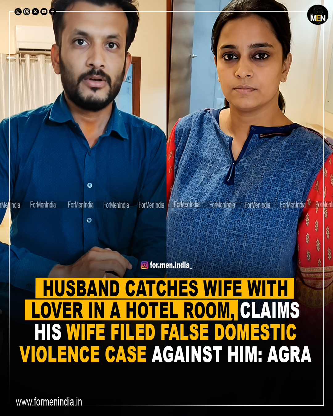 You are currently viewing Husband catches wife with lover in a hotel room, claims his wife filed false domestic violence case against him : Agra