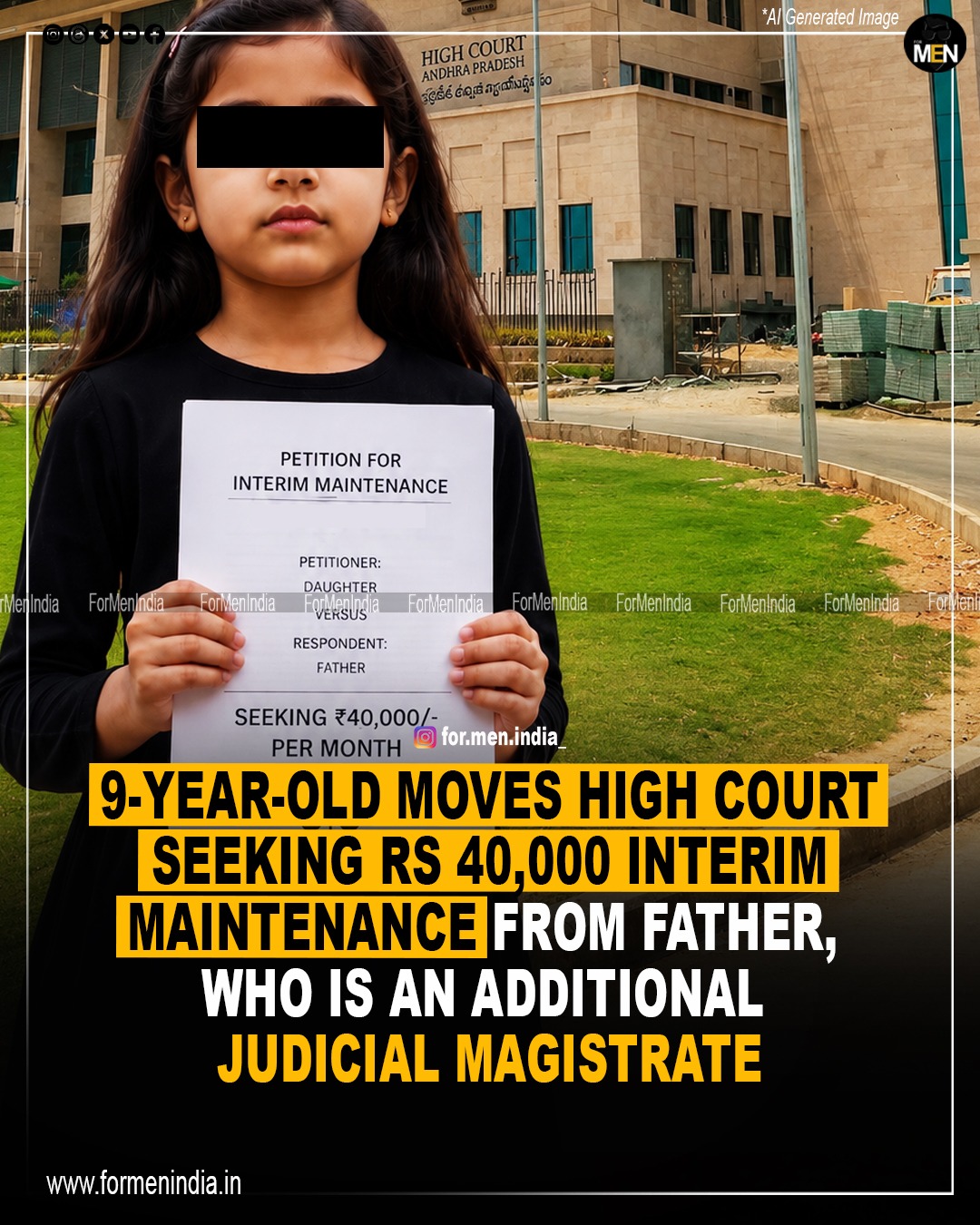 You are currently viewing 9 year old girl moves court to seek ₹40k interim maintenance per month from father who is a judge