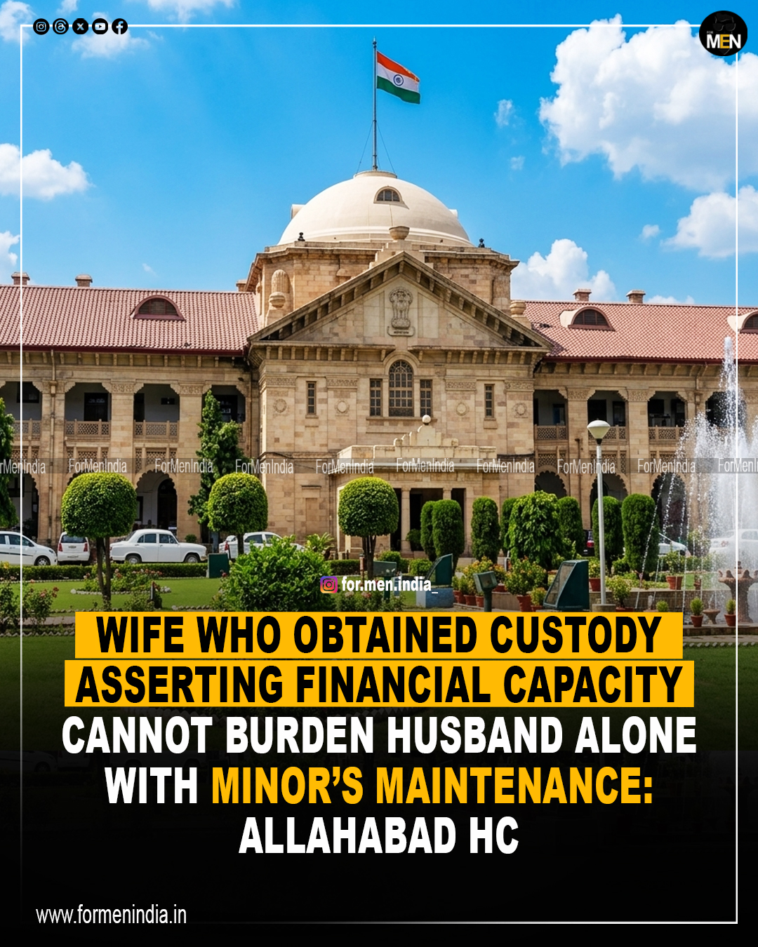 Read more about the article Wife who obtained custody asserting financial capacity cannot burden husband alone with minor’s maintenance: Allahabad HC