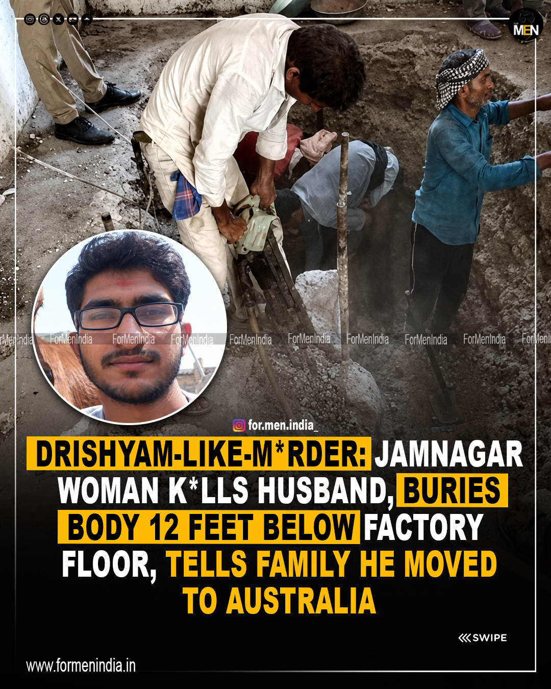 Read more about the article Drishyam-like murder: Jamnagar woman kills husband , buries body 12 feet below factory floor, tells family he moved to Australia