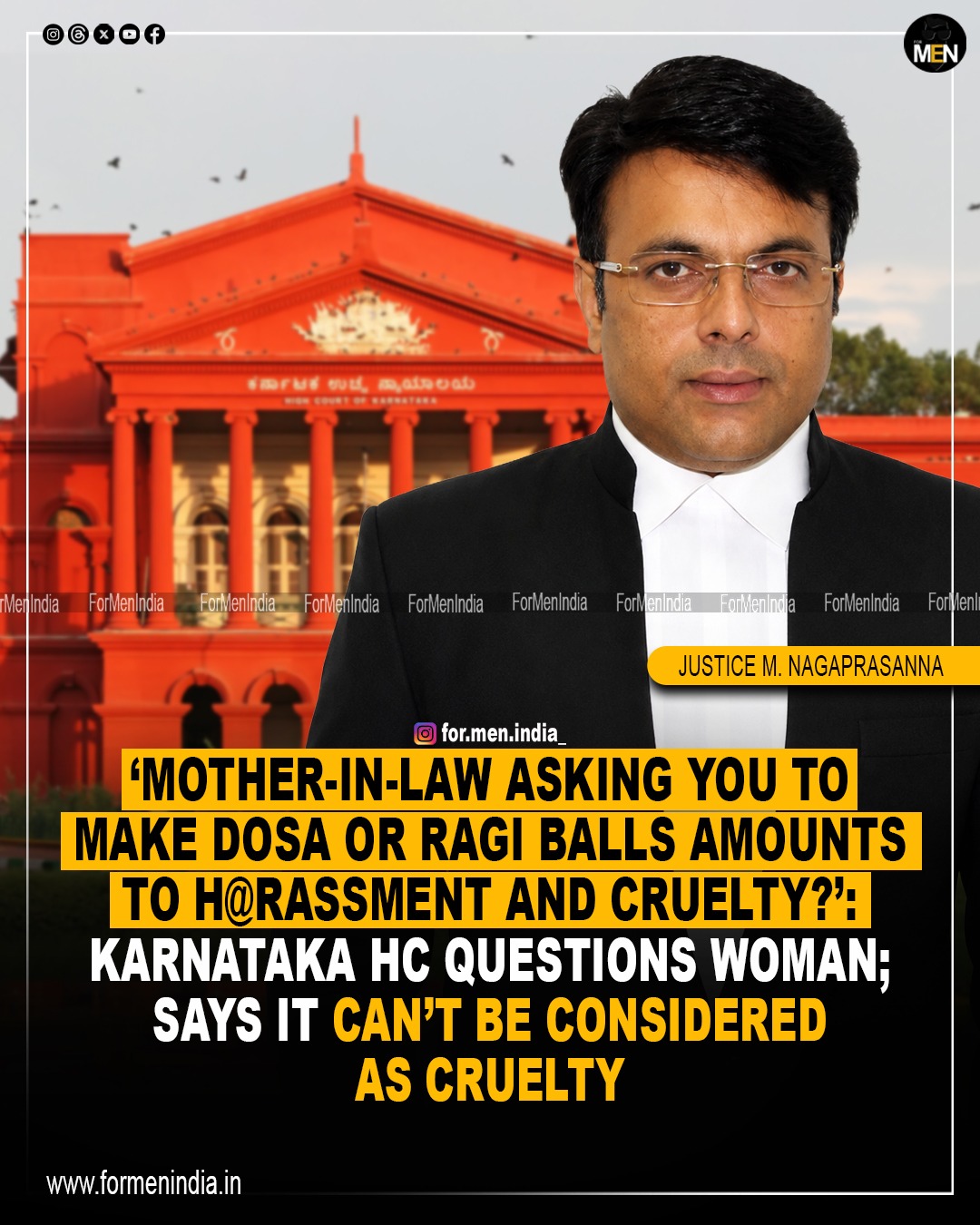 Read more about the article ‘Mother-in-law asking you to make dosa or ragi balls amounts to harassment and cruelty?’: Karnataka HC questions woman; says it can’t be considered as cruelty