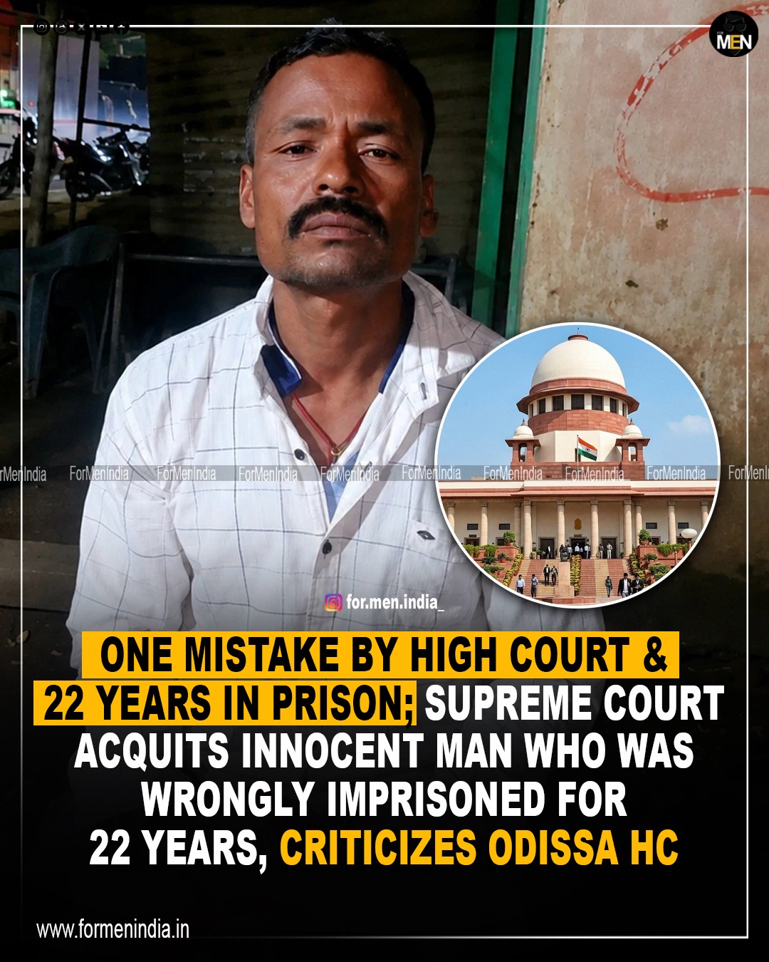 Read more about the article Supreme court accquits innocent man who wrongly imprisoned for 22 years, criticizes Odissa HC