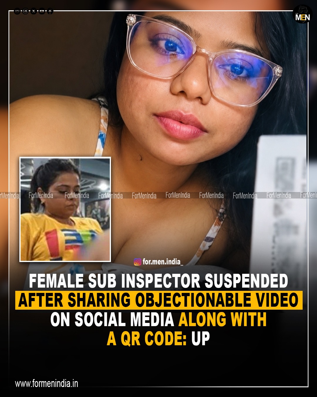 You are currently viewing Female Sub inspector suspended after sharing objectionable video on social media along with a QR Code : UP