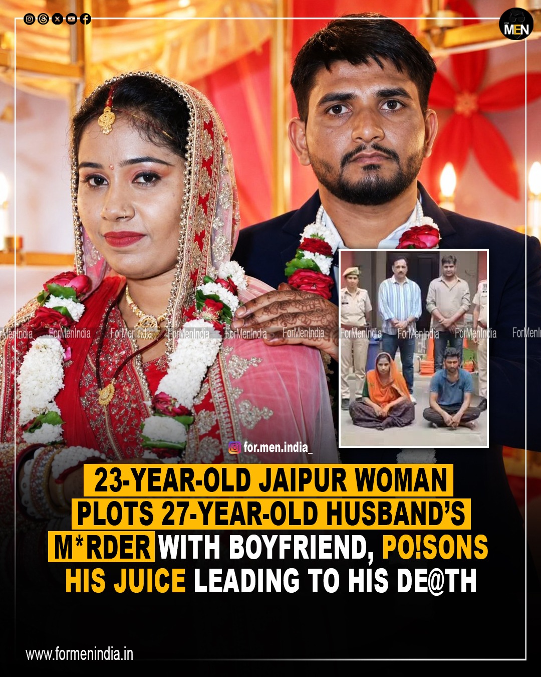 You are currently viewing 23 year old Jaipur woman plots 27 year old husband’s murder with boyfriend, poisons his juice leading to his death