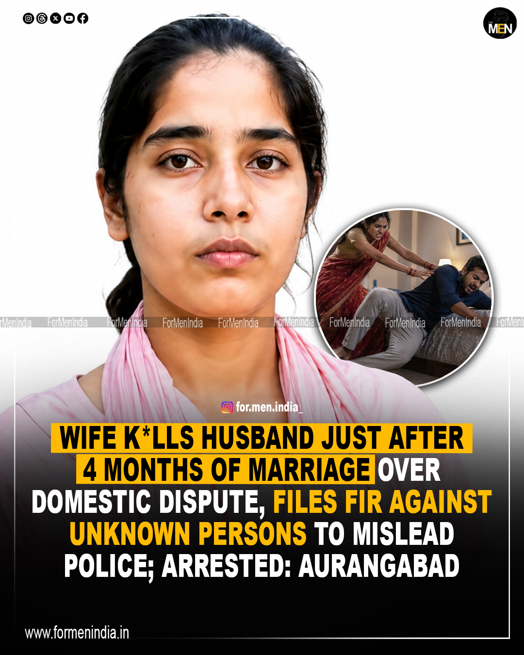 Read more about the article Wife kills husband just after 4 months of marriage over domestic dispute, files FIR over unknown persons to mislead police; arrested : Aurangabad