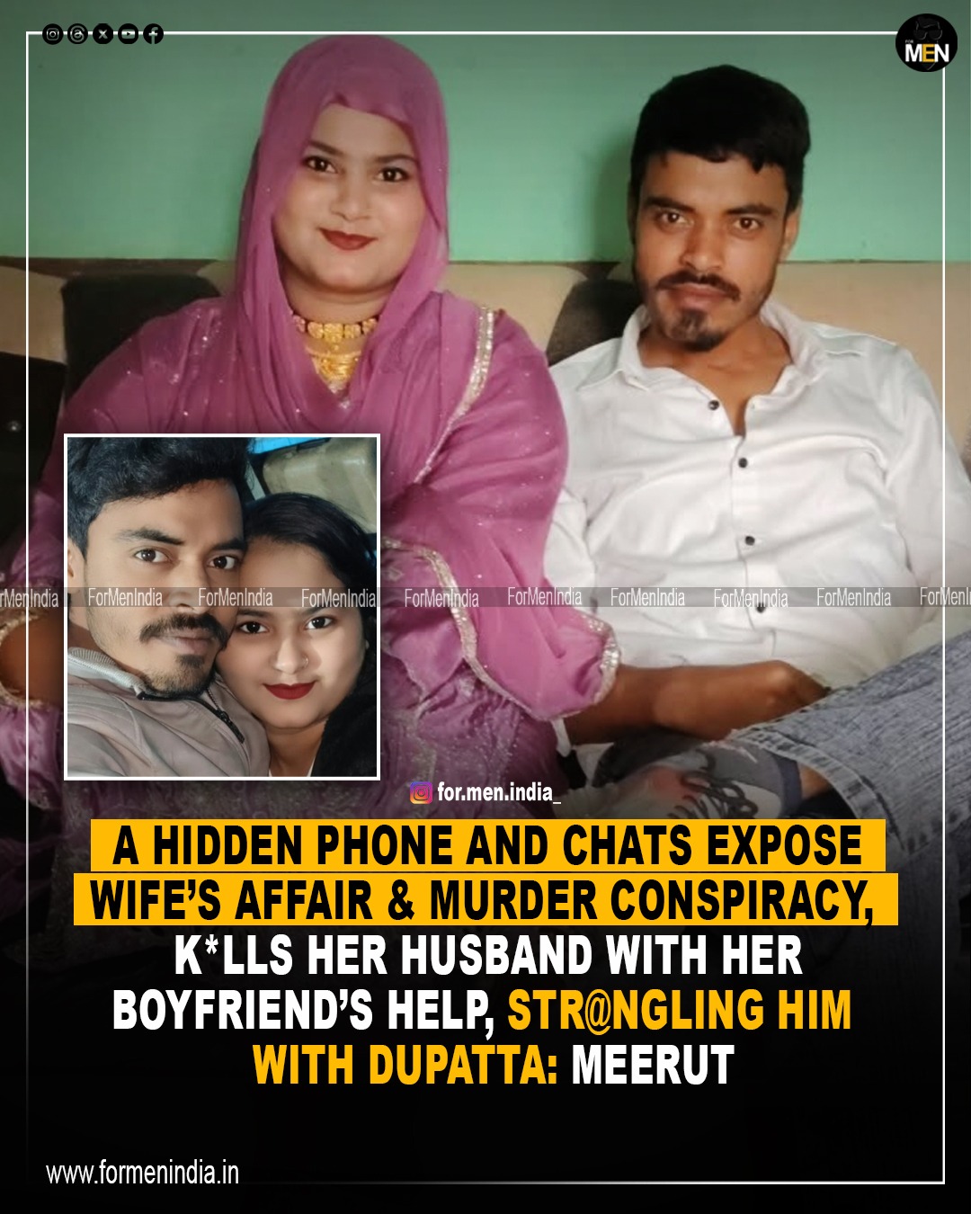 Read more about the article A hidden phone and chats reveals wife’s affair & conspiracy, killed her husband with her boyfriends’ help; strangled him to death with dupatta : Meerut
