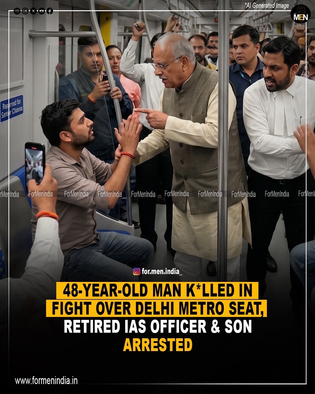 Read more about the article 48 year old man killed in fight over Delhi metro seat, retired IAS officer and son arrested